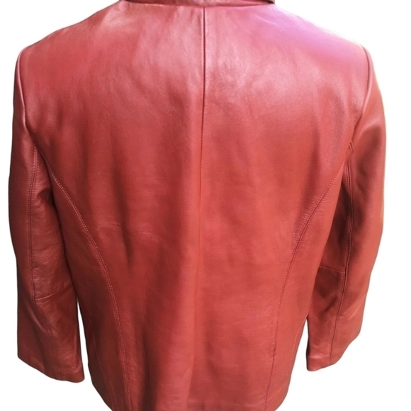 LANE Bryant Red 100% Pure Leather Jacket Size 26/28 - Picture 3 of 12